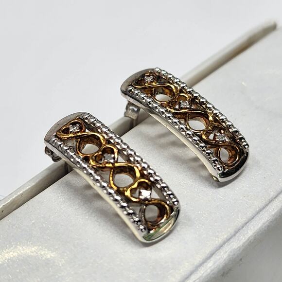 NWT Diamond 925 Silver All My Love Earrings - Picture 1 of 7